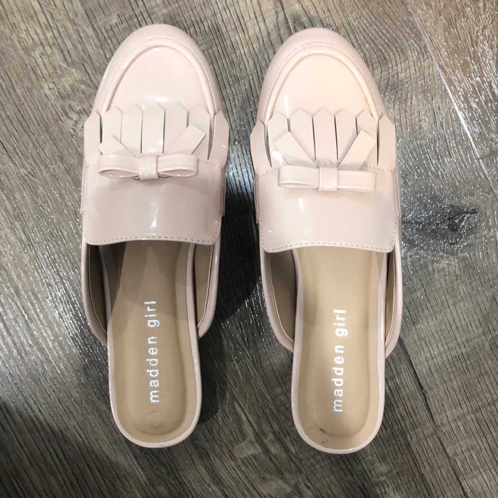 Pink Steve Madden slip on loafers (open heel)